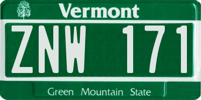 VT license plate ZNW171