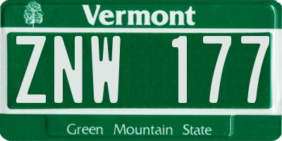 VT license plate ZNW177