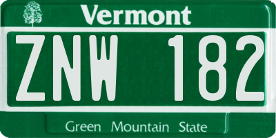 VT license plate ZNW182