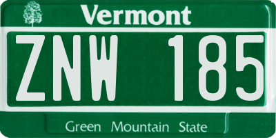 VT license plate ZNW185