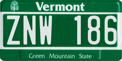 VT license plate ZNW186