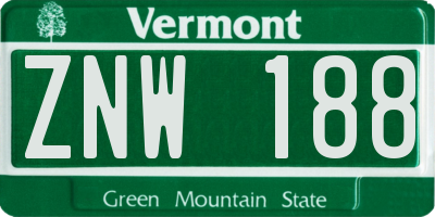 VT license plate ZNW188