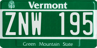VT license plate ZNW195