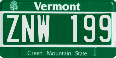 VT license plate ZNW199