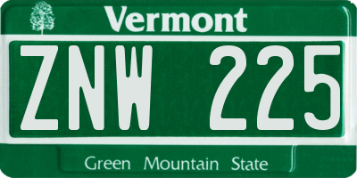 VT license plate ZNW225