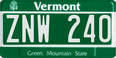 VT license plate ZNW240