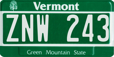 VT license plate ZNW243