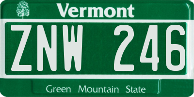 VT license plate ZNW246