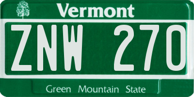 VT license plate ZNW270