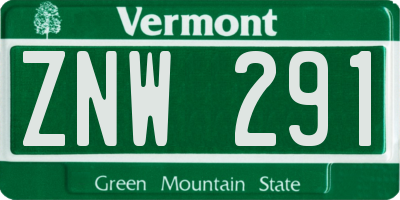 VT license plate ZNW291