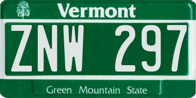 VT license plate ZNW297