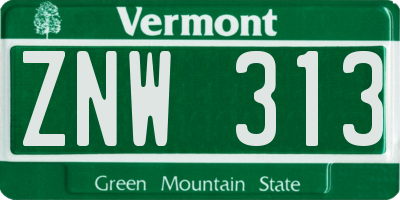 VT license plate ZNW313