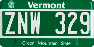 VT license plate ZNW329