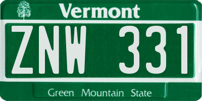 VT license plate ZNW331