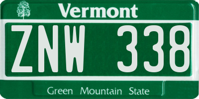 VT license plate ZNW338