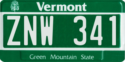 VT license plate ZNW341
