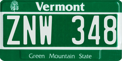 VT license plate ZNW348