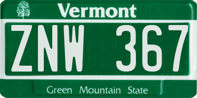 VT license plate ZNW367