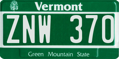 VT license plate ZNW370
