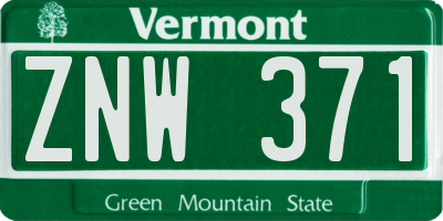 VT license plate ZNW371