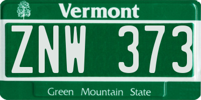 VT license plate ZNW373