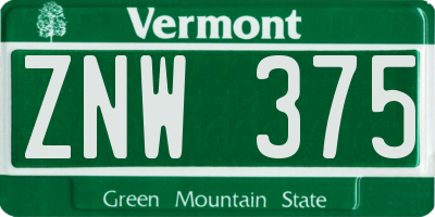 VT license plate ZNW375