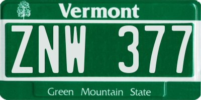 VT license plate ZNW377