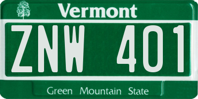 VT license plate ZNW401