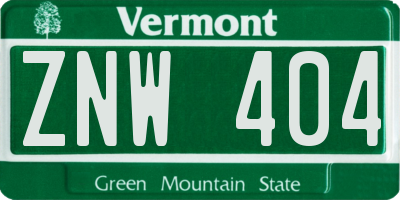 VT license plate ZNW404