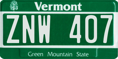 VT license plate ZNW407