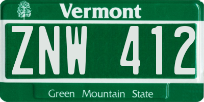 VT license plate ZNW412