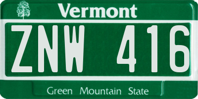 VT license plate ZNW416