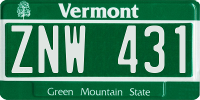 VT license plate ZNW431