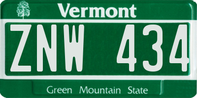 VT license plate ZNW434