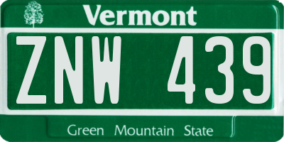 VT license plate ZNW439