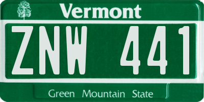 VT license plate ZNW441