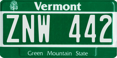 VT license plate ZNW442