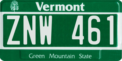 VT license plate ZNW461