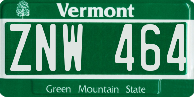 VT license plate ZNW464
