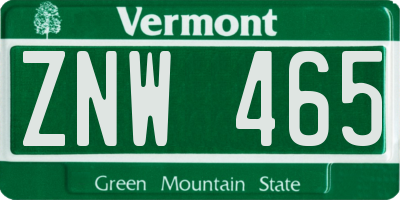 VT license plate ZNW465