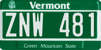 VT license plate ZNW481