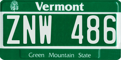 VT license plate ZNW486