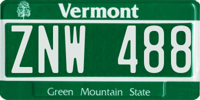VT license plate ZNW488
