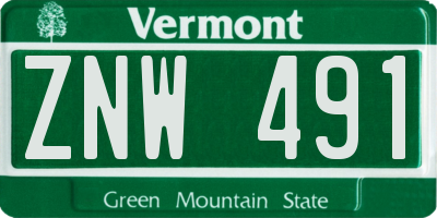 VT license plate ZNW491