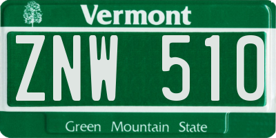 VT license plate ZNW510