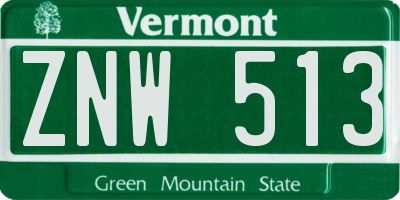 VT license plate ZNW513