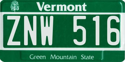 VT license plate ZNW516