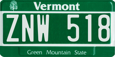 VT license plate ZNW518