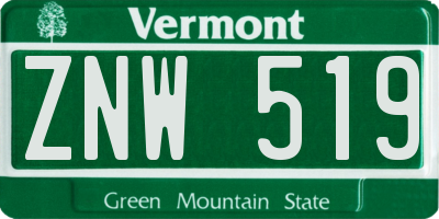VT license plate ZNW519