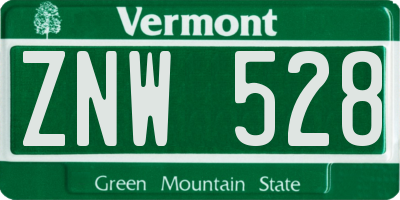 VT license plate ZNW528
